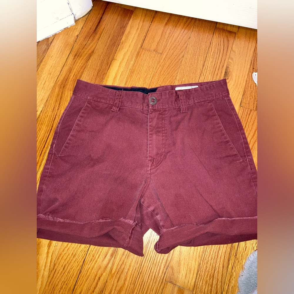 red denim shorts
